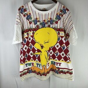 Rare Vintage 1995 Tweety Bird With Fruit Looney Tunes‎ XL T-Shirt Warner Bros.